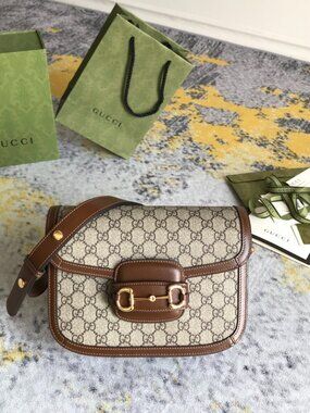 Gucci Horsebit 1955 GG Shoulder Bag Small Beige/Brown